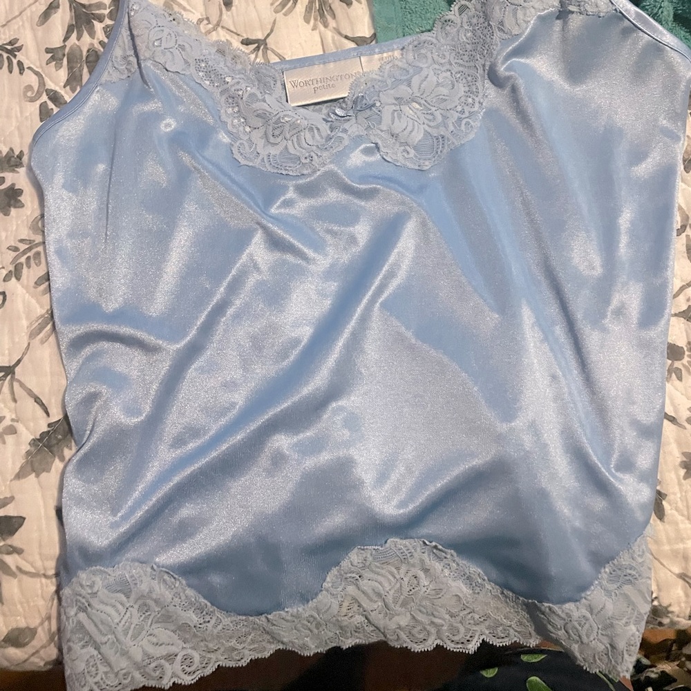 Worthington Blue Lace Cropped Tank